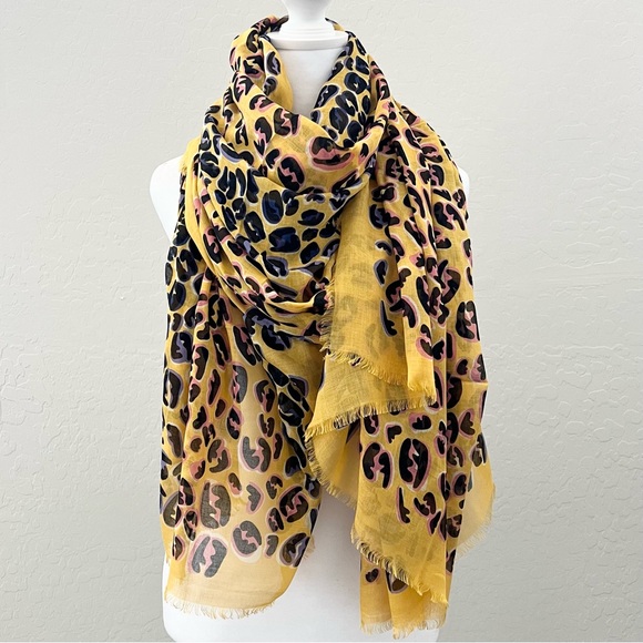 Fendi FF Splash Yellow Modal Silk Maxi Stole Scarf